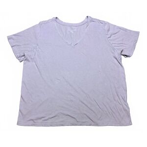 AVA & VIV Women's 1X Lavender Purple V-Neck Short Sleeve Everyday T-Shirt Top‎